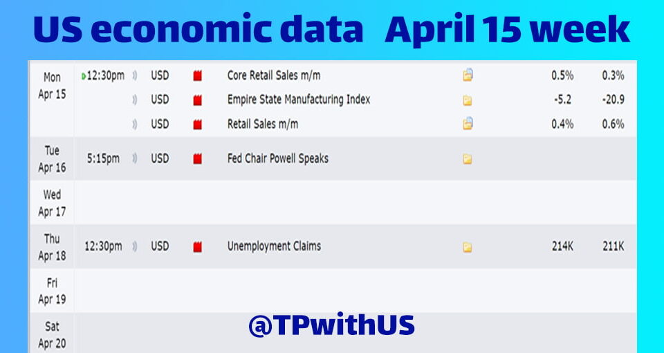 US economic data scheduled for April 15 week